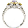WIDE 1.26CT MULTI COLOR DIAMOND 18KT WHITE & ROSE GOLD FILIGREE ENGAGEMENT RING
