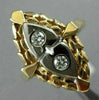 ANTIQUE .14CT DIAMOND 14K WHITE & YELLOW GOLD CLASSIC HEART FILIGREE RING #21032