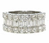 LARGE 2.16CT DIAMOND 18KT WHITE GOLD 3D ROUND & BAGUETTE 3 ROW ANNIVERSARY RING