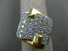 ESTATE LARGE 1.65CT DIAMOND 18KT WHITE & YELLOW GOLD 3D PAVE SQUARE FUN RING 995