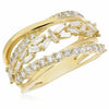 .88CT DIAMOND 14KT YELLOW GOLD ROUND & BAGUETTE MULTI ROW CRISS CROSS LOVE RING