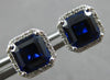 2.49CT DIAMOND & AAA SAPPHIRE 14KT WHITE GOLD EMERALD CUT & ROUND STUD EARRINGS