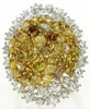 EXTRA LARGE 6.07CT MULTI COLOR DIAMOND 18KT 2 TONE GOLD MULTI SHAPE CLUSTER RING