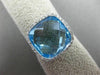 ESTATE LARGE 5.42CT DIAMOND & AAA BLUE TOPAZ 14K WHITE GOLD SQUARE FILIGREE RING