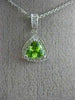 ESTATE .90CT DIAMOND & AAA PERIDOT 14K WHITE GOLD TRILLION HALO FLOATING PENDANT