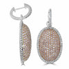 LARGE 3.61CT WHITE & PINK DIAMOND 18K WHITE & ROSE GOLD 3D OVAL HANGING EARRINGS
