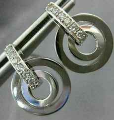 ESTATE .18CT  DIAMOND 14KT WHITE GOLD 3D ETOILE CIRCULAR HANGING EARRINGS #21309
