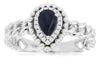 .60CT DIAMOND & AAA SAPPHIRE 14K WHITE GOLD 3D PEAR SHAPE & ROUND HALO LOVE RING