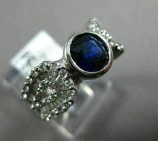 ESTATE 2.41CT ROUND DIAMOND & SAPPHIRE 18KT WHITE GOLD 3D BEZEL ENGAGEMENT RING