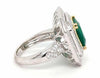 LARGE 7.64CT DIAMOND & AAA EMERALD 18K 2 TONE GOLD ROUND & EMERALD CUT HALO RING