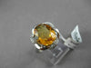 ANTIQUE LARGE 4.08CT DIAMOND & EXTRA FACET CITRINE 14KT WHITE GOLD FLORAL RING