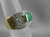 ANTIQUE WIDE 1.25CTW OLD MINE CUT DIAMOND EMERALD 14K GOLD BAND RING 12MM #20008