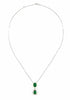 LARGE 3.15CT DIAMOND & AAA EMERALD 18KT 2 TONE GOLD 3D DOUBLE SOLITAIRE NECKLACE