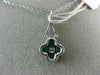 ESTATE .61CT DIAMOND & AAA EMERALD 18K WHITE GOLD FLOWER SQUARE FLOATING PENDANT