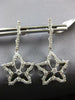 ESTATE LARGE 1.0CT DIAMOND 14KT WHITE GOLD 3D STAR SNOWFLAKE HANGING EARRINGS