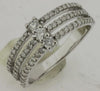 ESTATE .60CT DIAMOND 14KT WHITE GOLD 3 ROW PAST PRESENT FUTURE ANNIVERSARY RING