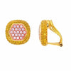 1.79CT PINK FANCY YELLOW DIAMOND 18KT YELLOW & ROSE GOLD SQUARE HEXIGON EARRINGS