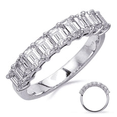 1.1CT DIAMOND 14KT WHITE GOLD EMERALD CUT SHARED PRONG WEDDING ANNIVERSARY RING