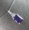 ESTATE 2.38CT DIAMOND & AAA AMETHYST 14KT WHITE GOLD EMERALD CUT & ROUND PENDANT