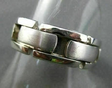 ESTATE WIDE 14KT WHITE GOLD SOLID BRICK LOOK MENS WEDDING RING HANDSOME!! #1007
