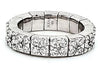 ESTATE 2.31CT DIAMOND 18KT WHITE GOLD 3D ROUND MULTI FLOWER SQUARE ETERNITY RING