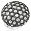 EXTRA LARGE 7.35CT WHITE & BLACK DIAMOND 18K WHITE GOLD CIRCULAR DOME SHAPE RING