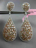 ESTATE LARGE 12.89CT WHITE & FANCY PINK DIAMOND 18KT WHITE & ROSE GOLD EARRINGS