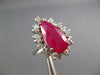 ESTATE LARGE 4.23CT DIAMOND & AAA RUBY 14K WHITE GOLD PEAR SHAPE ENGAGEMENT RING