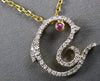 ESTATE .26CT DIAMOND & AAA RUBY 14K YELLOW GOLD LUCK HAPPY FISH FLOATING PENDANT