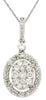 ESTATE .27CT DIAMOND 14KT WHITE GOLD 3D ROUND CLUSTER OVAL HALO FLOATING PENDANT