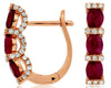 1.75CT DIAMOND & AAA RUBY 14K ROSE GOLD OVAL & ROUND LEVERBACK HANGING EARRINGS