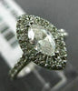 ESTATE LARGE 1.0CT ROUND & MARQUISE DIAMOND 14K WHITE GOLD HALO ENGAGEMENT RING