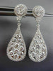 ESTATE LARGE 2.88CT DIAMOND 18K WHITE GOLD 3D CLUSTER TEAR DROP HANGING EARRINGS