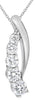 .23CT DIAMOND 14KT WHITE GOLD ROUND 5 STONE JOURNEY CRISS CROSS FLOATING PENDANT