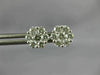ESTATE .94CT DIAMOND 18KT WHITE GOLD 3D 8mm CLASSIC CLUSTER FLOWER STUD EARRINGS
