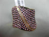 ESTATE LARGE 2.73CT DIAMOND & PINK SAPPHIRE 18KT 2 TONE GOLD MULTI ROW LEAF RING