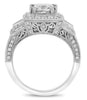 LARGE 2.9CT WHITE & FANCY YELLOW DIAMOND 18K 2 TONE GOLD CUSHION ENGAGEMENT RING