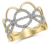 ESTATE WIDE .26CT DIAMOND 14KT YELLOW GOLD MULTI FLOWER CIRCULAR LOVE KNOT RING