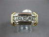 ESTATE LARGE 1.05CT DIAMOND 14KT 2 TONE GOLD 3D ROUND 5 STONE CHANNEL MENS RING