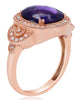 3.40CT DIAMOND & AAA AMETHYST 14K ROSE GOLD CUSHION & ROUND FILIGREE SQUARE RING