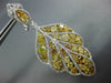 LARGE 11.29CT WHITE & FANCY YELLOW DIAMOND 18K 2 TONE GOLD LEAF HANGING EARRINGS