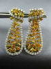 LARGE 10.30CT WHITE & FANCY YELLOW DIAMOND 18KT GOLD TEAR DROP HANGING EARRINGS