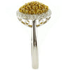 .79CT WHITE & FANCY YELLOW DIAMOND 18KT 2 TONE GOLD CLUSTER OVAL FLOWER FUN RING