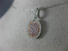 ESTATE .49CT WHITE & PINK DIAMOND 14KT WHITE & ROSE GOLD 3D CLUSTER OVAL PENDANT