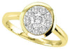 ESTATE .25CT DIAMOND 14KT WHITE GOLD ROUND CIRCULAR CLUSTER BEZEL FUN LOVE RING