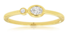 ESTATE .17CT DIAMOND 14K YELLOW GOLD OVAL & ROUND 2 STONE BEZEL ETOILE LOVE RING