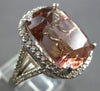 EXTRA LARGE 18.7CT DIAMOND & AAA PINK TOURMALINE 14KT WHITE GOLD ENGAGEMENT RING