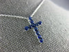 ESTATE SMALL .49CT AAA SAPPHIRE 18KT WHITE GOLD 3D CLASSIC CROSS PENDANT