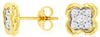 ESTATE .37CT DIAMOND 14KT YELLOW GOLD CLUSTER BEZEL FLOWER SQUARE STUD EARRINGS