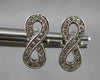 ESTATE .18CT DIAMOND 14KT WHITE GOLD 3D INFINITY FUN STUD EARRINGS